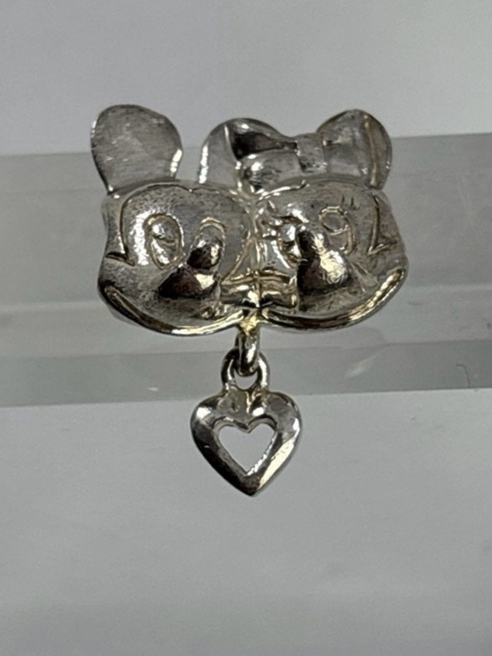 Disney Chamilia Sterling Silver 925 Mickey & Minnie Charm Bead With Heart